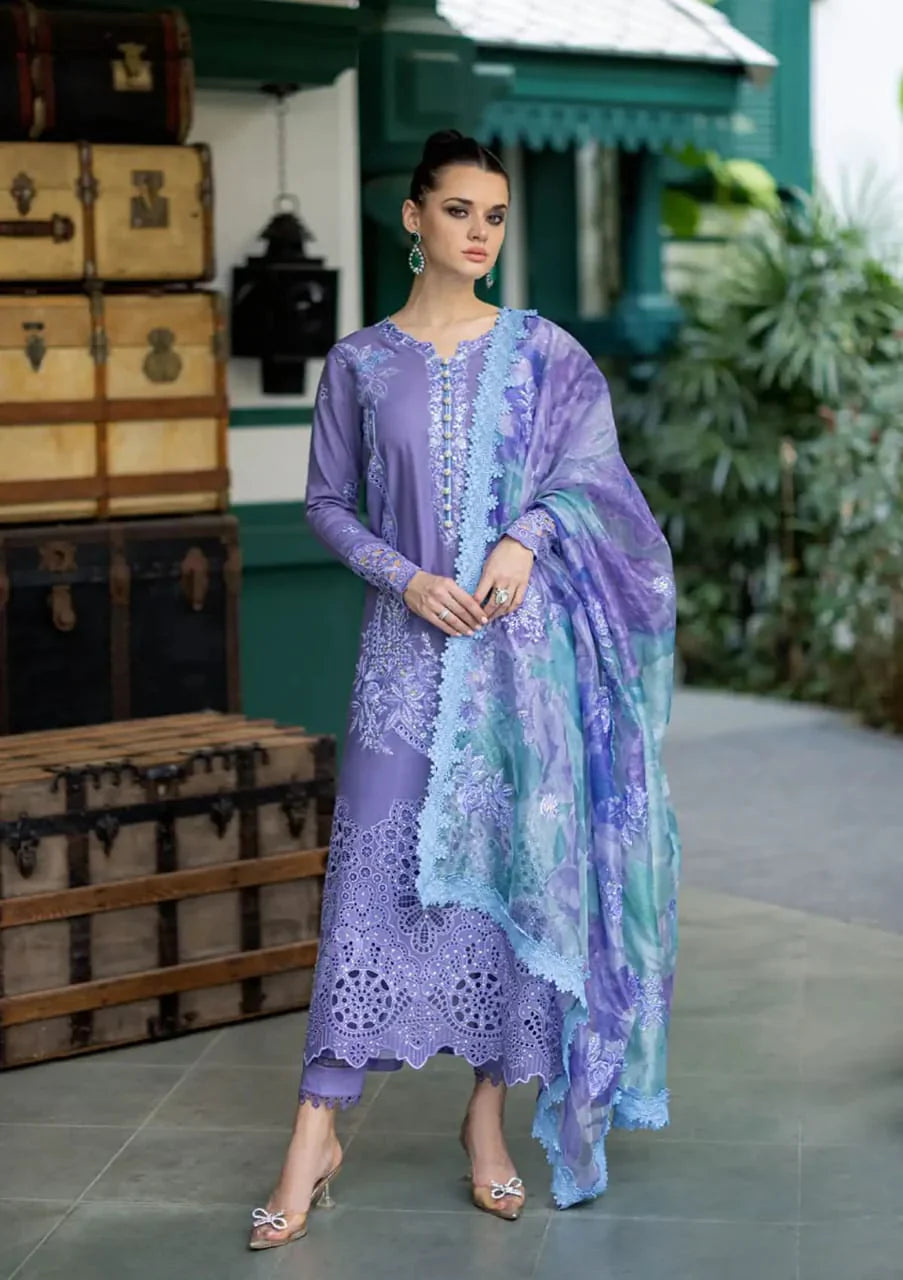 3 Piece - Unstitched Chicken Kari Embroided Lawn fabric GRW-51