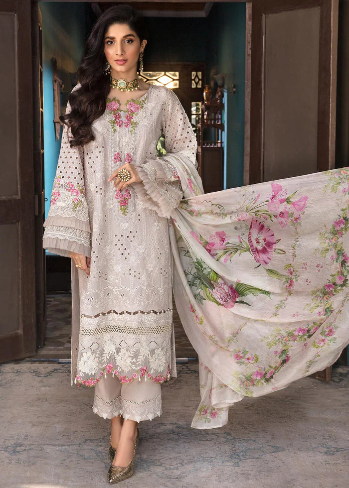 3 Piece - Unstitched Lawn Chicken Kari Embroidery Suit GRW-53
