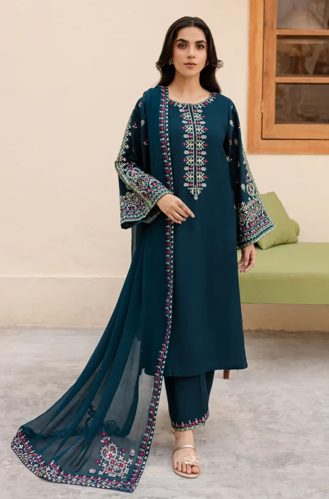 Summer 3PC Lawn Embroidered Suit- GRW-11