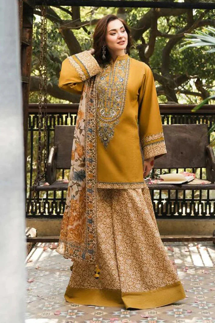 Unstitched 3 Piece Embroidered Lawn Suit With Printed Polly Lawn Dupatta GRW-61