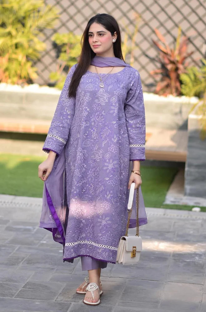 Summer 3PC Lawn Embroidered Suit - GRW-23