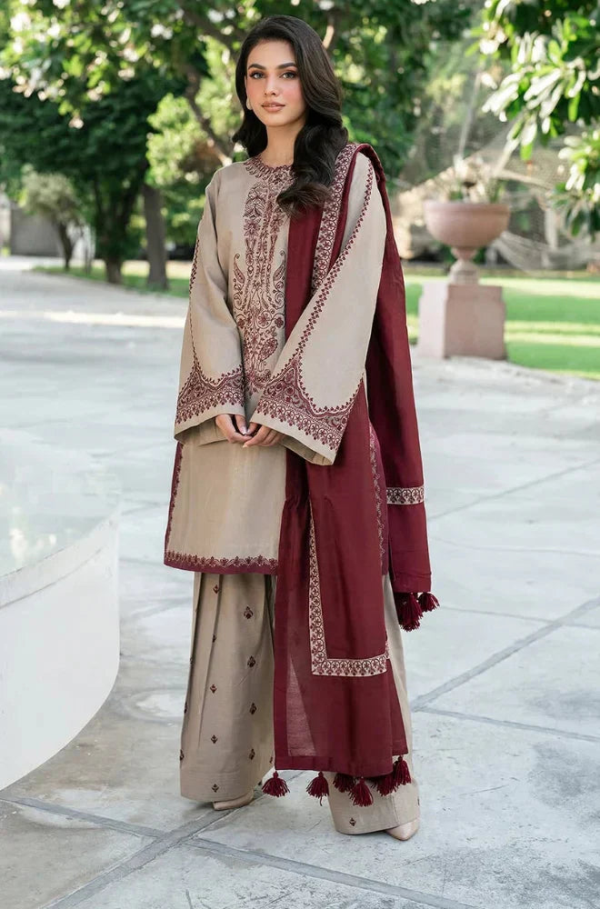 Summer 3PC Lawn Embroidered Suit- GRW-15