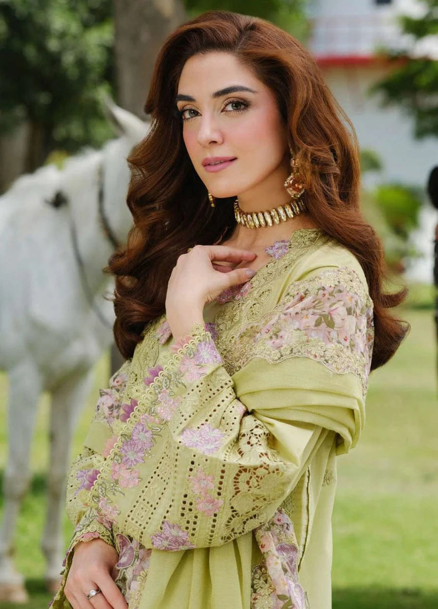 3 Piece - Unstitched Fully Embroidered Lawn Fabric GRW-56