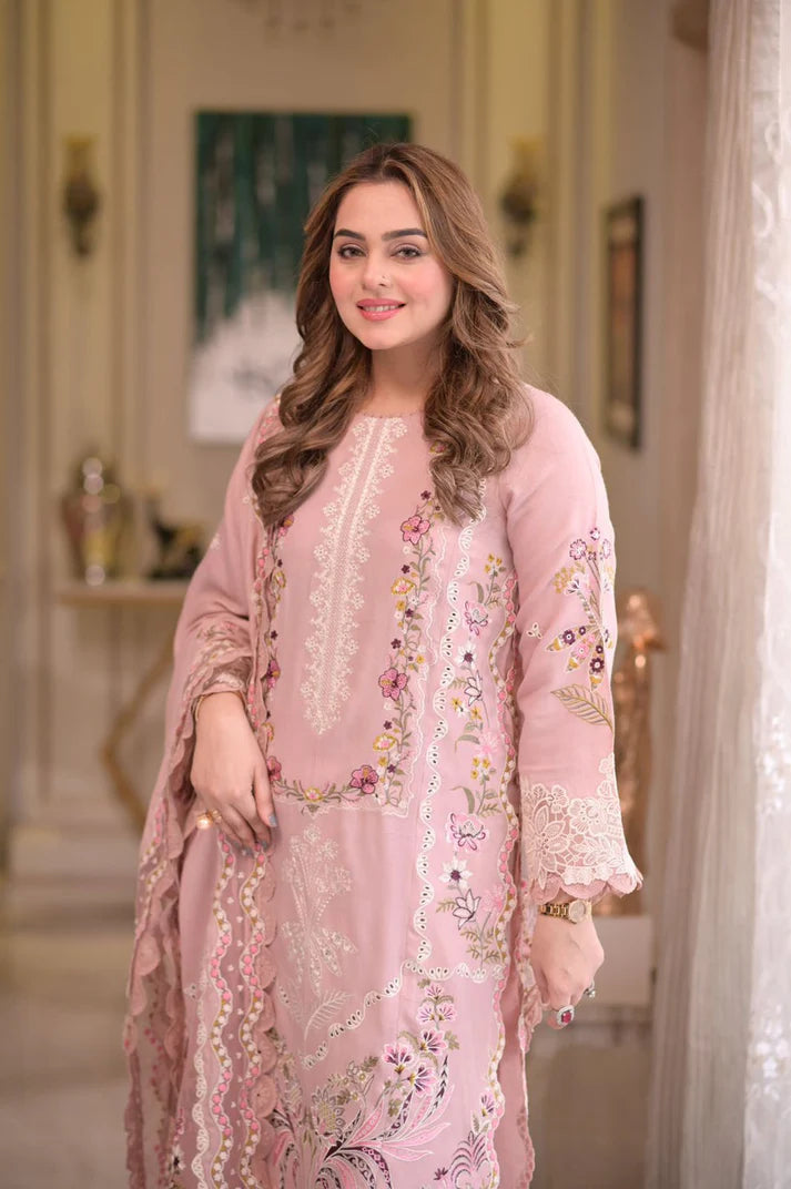 Unstitched 3 Piece Fully Embroidered Lawn Suit With Embroidered Lawn Dupatta – GRWF-501