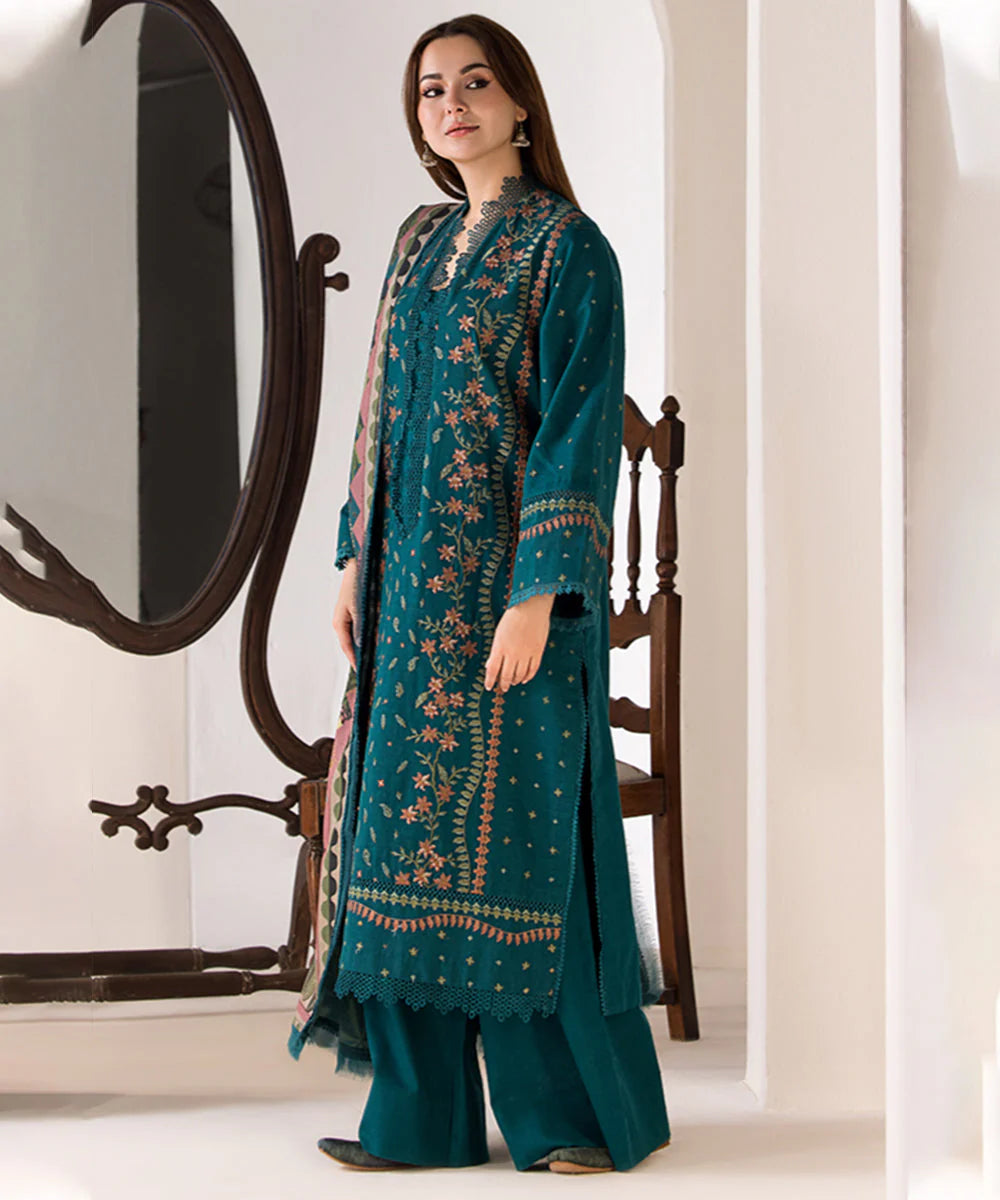 3 Piece - Unstitched Fully Embroidered Lawn Fabric GRW-70