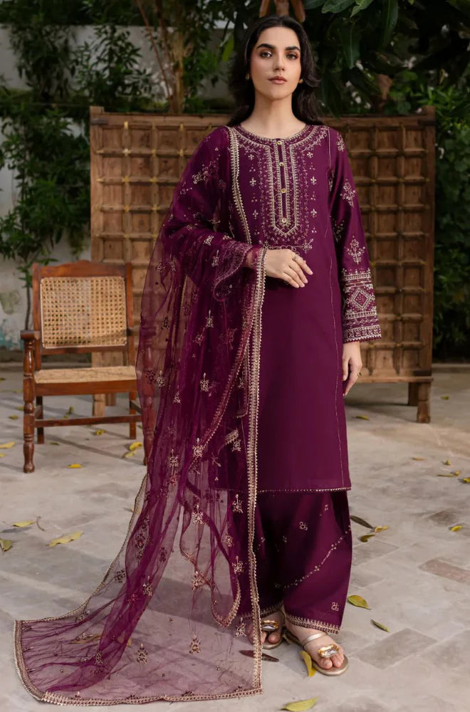Summer 3PC Lawn Embroidered Suit - GRW-12