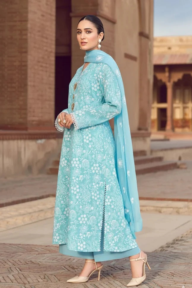 3 Piece - Unstitched Fully Embroided Lawn Fabric GRW-57