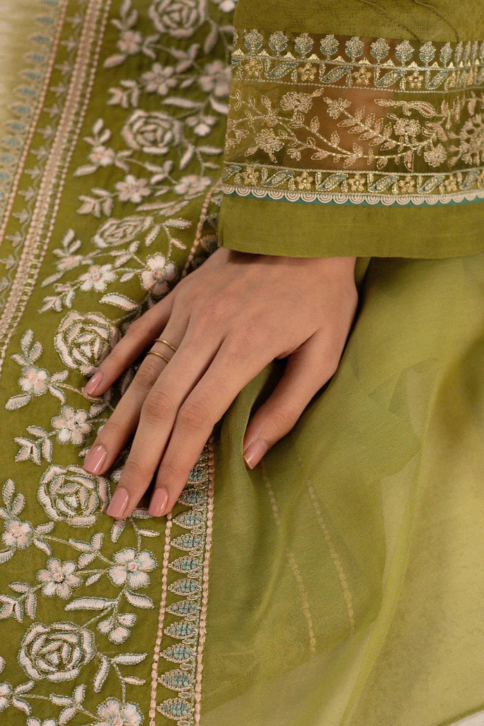 Embroidered Lawn 3pc with Embroidered Chiffon Dupatta-GRWF-504