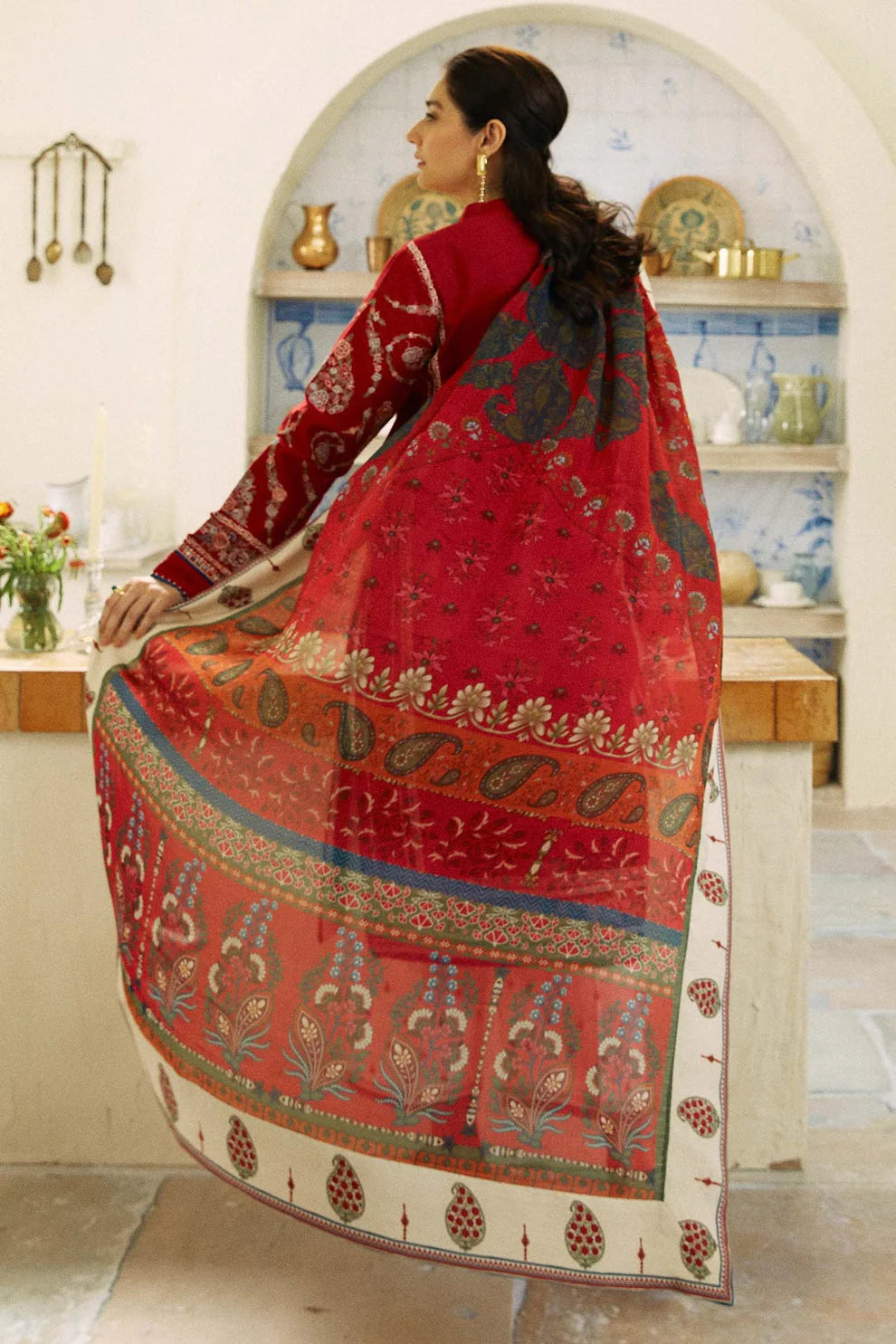 3 Piece - Unstitched Fully Embroided Lawn Fabric  GRW-64