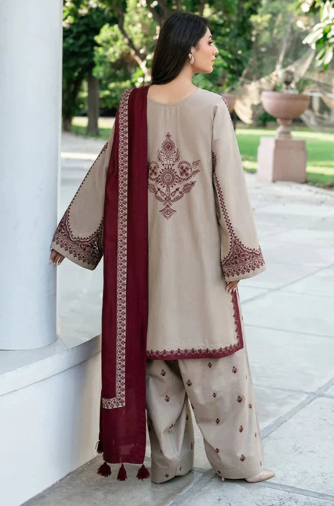 Summer 3PC Lawn Embroidered Suit- GRW-15