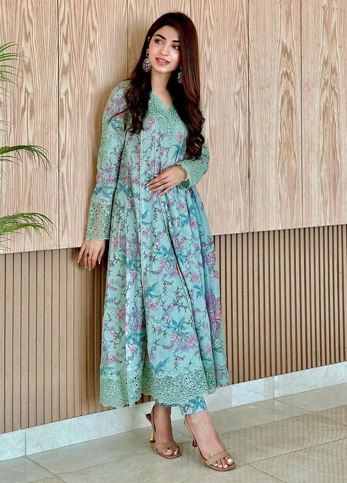 3 Piece - Unstitched Digital Printed Lawn Fabric With Embroidered Laces– GRWF-602