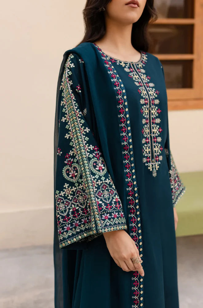 3 Piece - Unstitched Fully Embroidered Lawn Fabric GRW-68