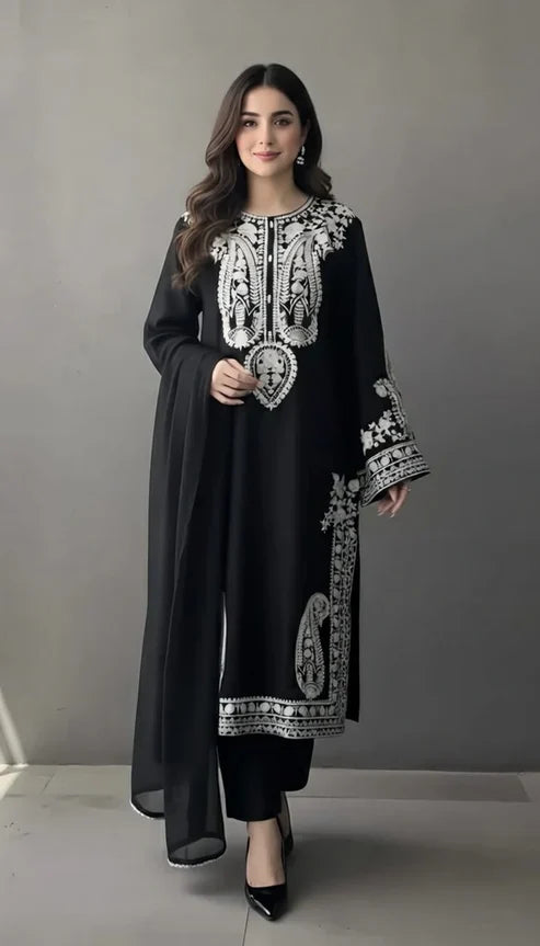 3 Piece - Unstitched Embroidered Lawn Fabric GRW-65
