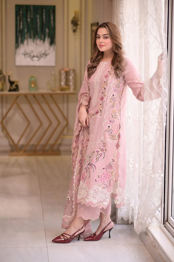Unstitched 3 Piece Fully Embroidered Lawn Suit With Embroidered Lawn Dupatta – GRWF-501