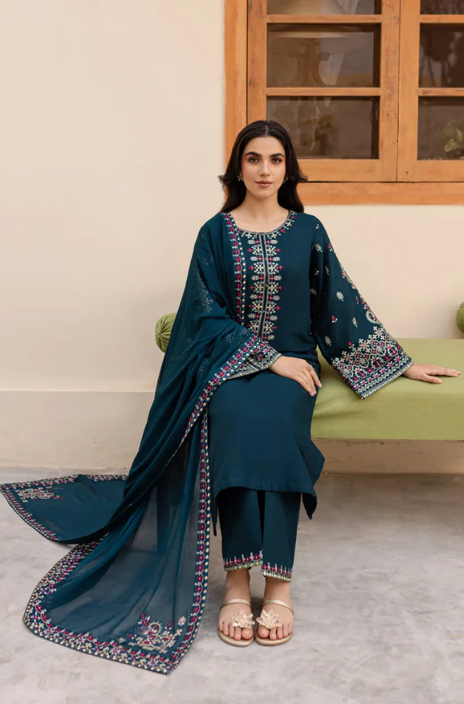 3 Piece - Unstitched Fully Embroidered Lawn Fabric GRW-68