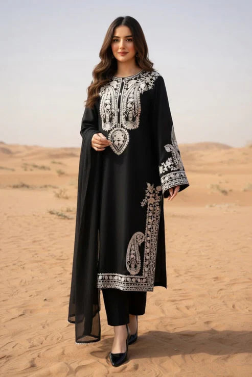 3 Piece - Unstitched Embroidered Lawn Fabric GRW-65