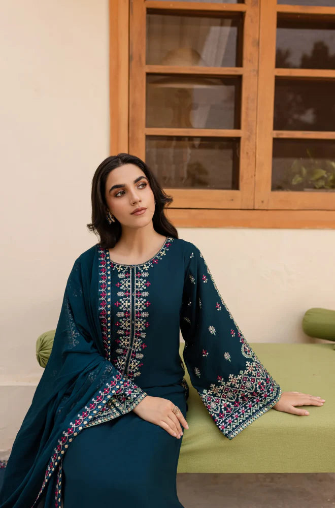 3 Piece - Unstitched Fully Embroidered Lawn Fabric GRW-68